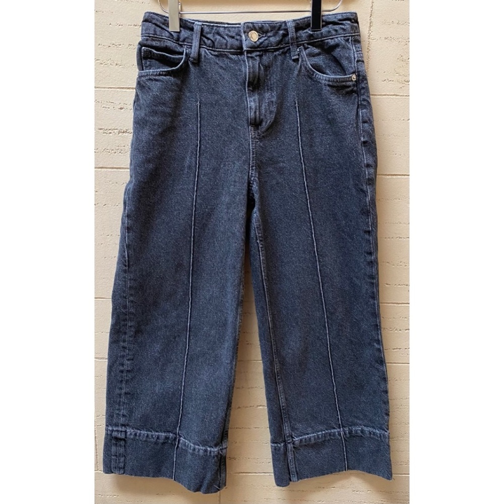 Zara CROP WIDE LEG FRONT SEAM Z1975 JEANS WITH A HIGH WAIST - Picture 2 of 10